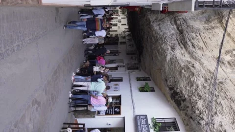 Setenil de las Bodegas, Cadiz. Famous Rock over street. Vertical video Stock Footage 240002673