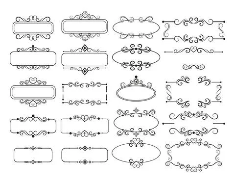 Seth assembly of various elements of the frame ornaments - Vector Illustrazione stock