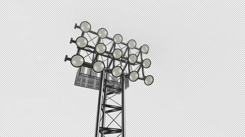 Seth high, metal, light stand shines and goes out in the fog Stock Footage 166454717