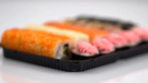 Seth rolls on a white background. Floating focus, selective. Japanese wholeso Stock Footage 155508489