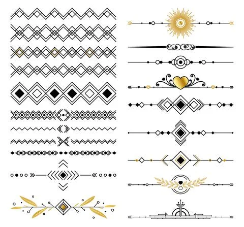 Seth selection of various line ornaments elements - Vector 스톡 일러스트