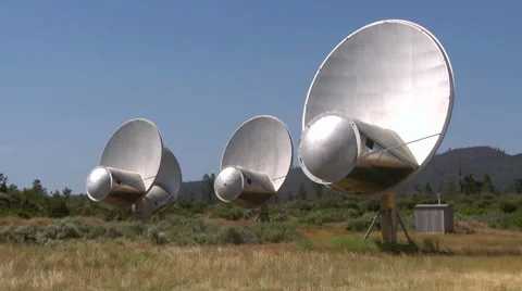 SETI radio telescopes turn Stock Footage