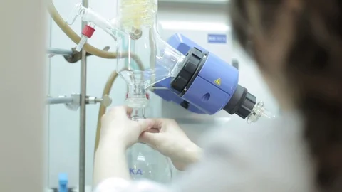 Seting up an experiment Video stock 81184345