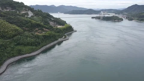 Seto Inland Sea and Shimanami Kaido cycle path, Japan Stock-Footage 140415053