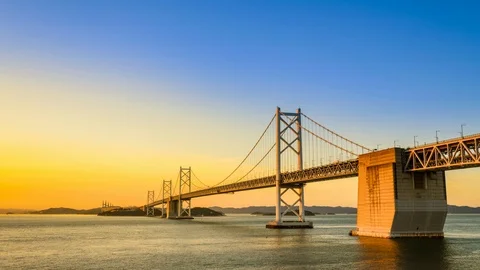 Seto-Ohashi Bridge sunset time lapse, Japan Stock Footage 116015818
