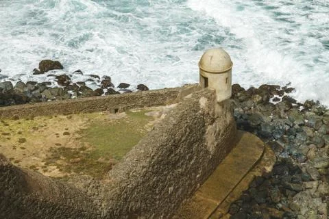 Setry box overlooking Atlantic ocean at El Morro Fortress, San Juan, Puerto R Stock Photos