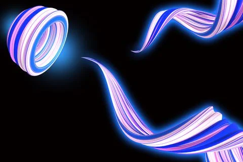 Sets of 3D abstract ring and line model with color lines (white, pink, blue)  Stock Illustration