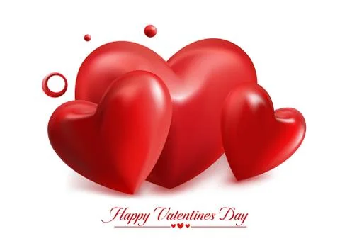 Sets of 3D Colorful Mesh Hearts Isolated in White Background Stock Illustration