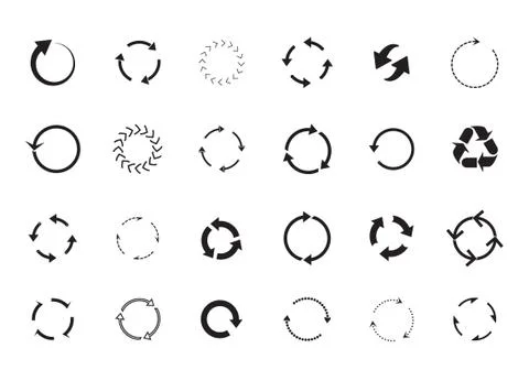 Sets of black circle arrows. Vector Icons Stock Illustration