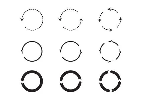 Sets of black circle arrows. Vector Icons Stock Illustration