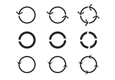 Sets of black circle arrows. Vector Icons Stock Illustration