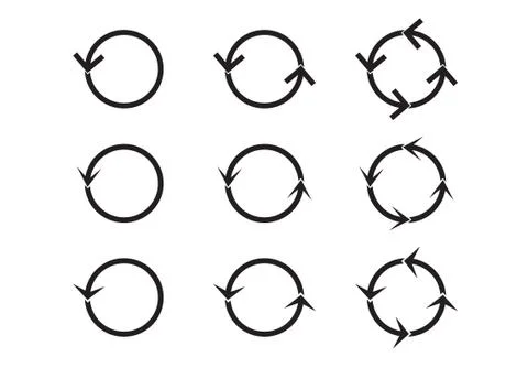 Sets of black circle arrows. Vector Icons Stock Illustration