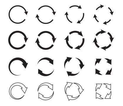 Sets of black circle arrows. Vector Icons Illustrazione stock