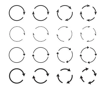 Sets of black circle arrows. Vector Icons. Illustrazione stock