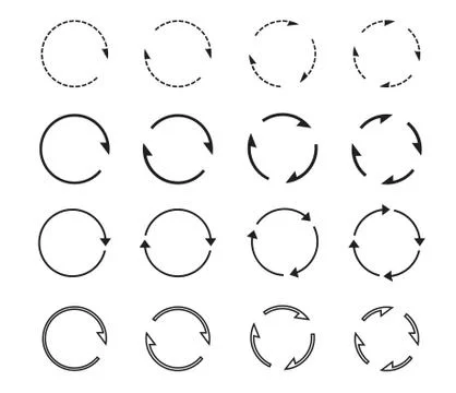 Sets of black circle arrows. Vector Icons. Illustrazione stock