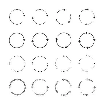 Sets of black circle arrows. Vector Icons. Illustrazione stock