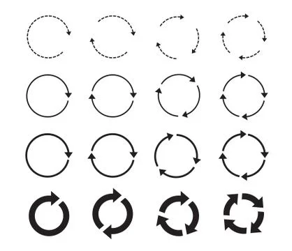 Sets of black circle arrows. Vector Icons. 스톡 일러스트