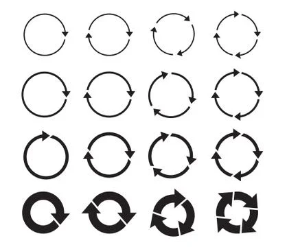 Sets of black circle arrows. Vector Icons. Illustrazione stock