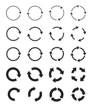 Sets of black circle arrows. Vector Icons Stock Illustration