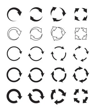Sets of black circle arrows. Vector Icons 스톡 일러스트