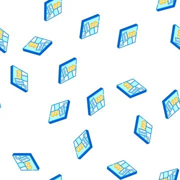 Sets of cooked meals isometric icon seamless pattern Stock Illustration
