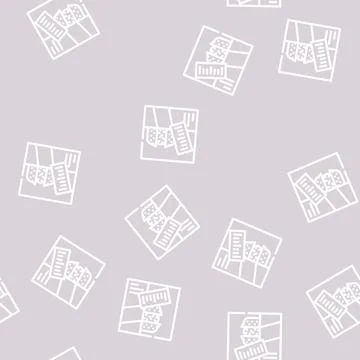 Sets of cooked meals line vector seamless pattern Illustrazione stock