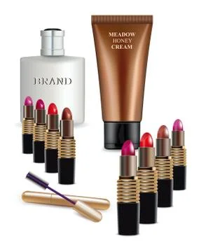 Sets of cosmetics on isolated background.vector. Illustrazione stock