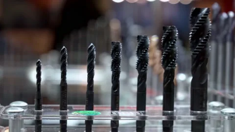 Sets of drills and cutters, various diameters and materials. Stock Footage 163325637