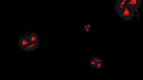 Sets of flying pumpkins on a black background for insertion, animation for Stock Footage 287846999