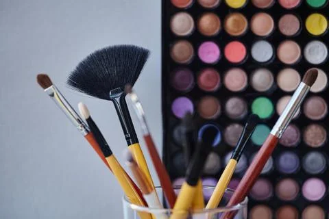 Sets makeup brush for professional makeup artist. Stock Photos