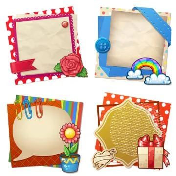 Sets of paper and other items for scrapbooking Stock Illustration