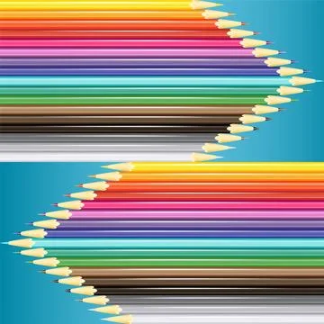 Sets of pencils on blue background. Sets of pencils on blue background. Ve... Stock Photos
