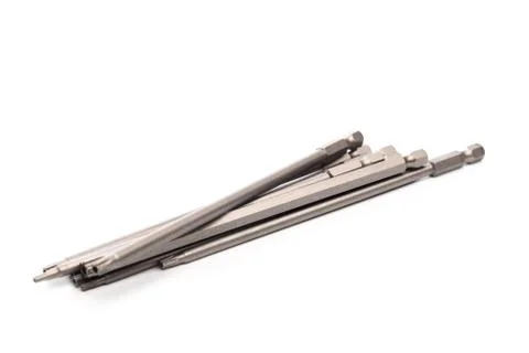 Sets of screwdriver bits (heads, tips ), isolated on white - Image Stock Photos