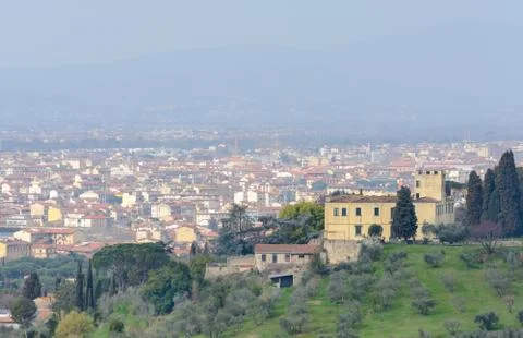 Settignano is an ancient Tuscan town on a hill, with a beautiful panoramic vi Stock Photos