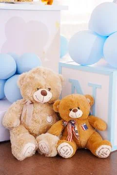 Setting and decorating tables for a children's party in the banquet hall. Stock Photos