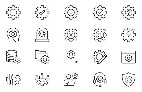 Setting and setup line icon set. app and website settings icon set. options.. Stock Illustration