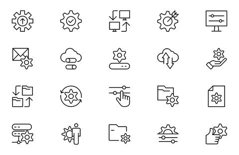 Setting and setup line icon set. app and website settings icon set. options.. Stock Illustration