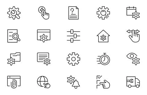 Setting and setup line icon set. app and website settings icon set. options.. Illustrazione stock