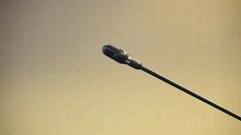 Setting up and testing a press conference microphone Vídeo Stock 67665970