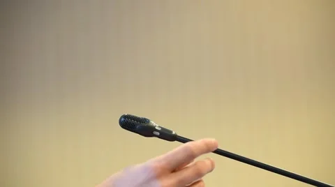 Setting up and testing a press conference microphone Video stock 67665977