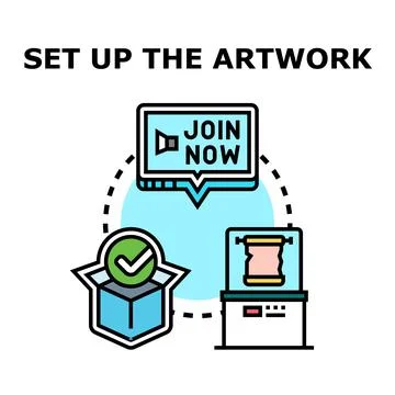Setting up artwork for online content distribution Stock Illustration