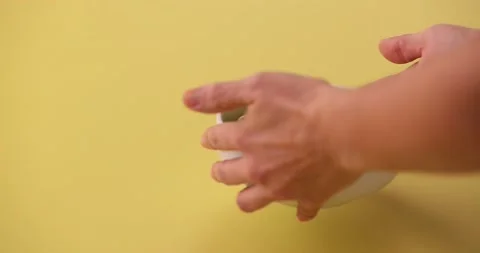 Setting avocado hummus down 2 Stock Footage 132208077