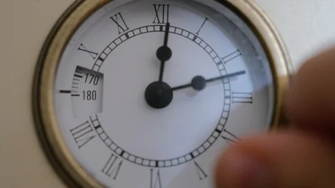 Setting baking time on retro oven Stock Footage 87496849