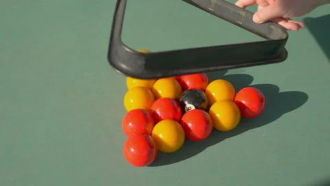 Setting billiard balls on the table in slow motion 180fps Stock Footage 165053348