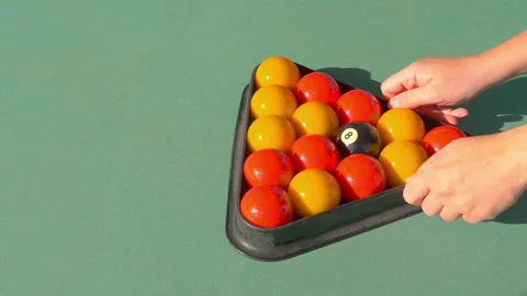Setting billiard balls on the table in slow motion 180fps Stock Footage 165053359