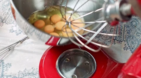 Setting bowl to mixer Stock Footage 68018466