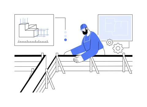 Setting up building lines abstract concept vector illustration. Stock Illustration