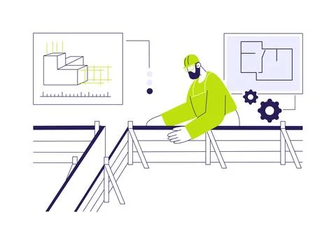 Setting up building lines abstract concept vector illustration. Ilustración de archivo