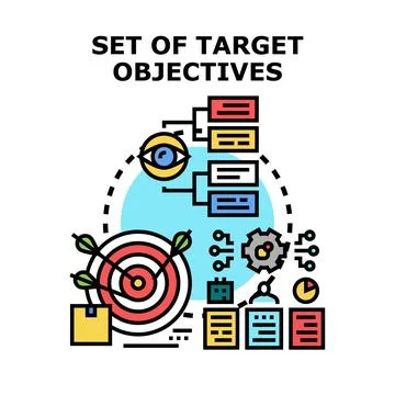 Setting business goals and achieving target objectives Stock Illustration