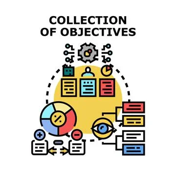 Setting business goals and achieving objectives concept Stock Illustration